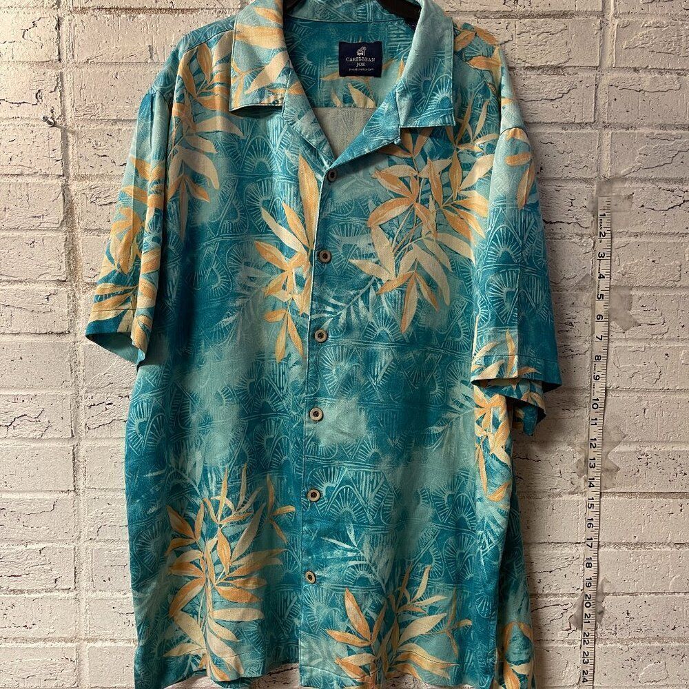Caribbean Joe Silk men’s floral Hawaiian Resort Tropical shirt XXL
